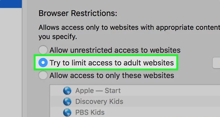חסימת אתרי אינטרנט למבוגרים ב- Mac